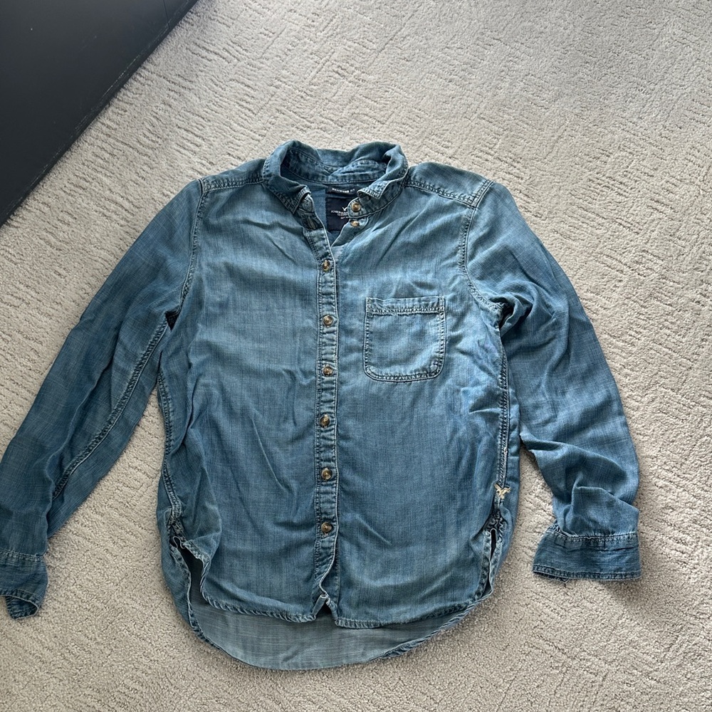 American Eagle Outfitters Casual Blue Button Down Shirt